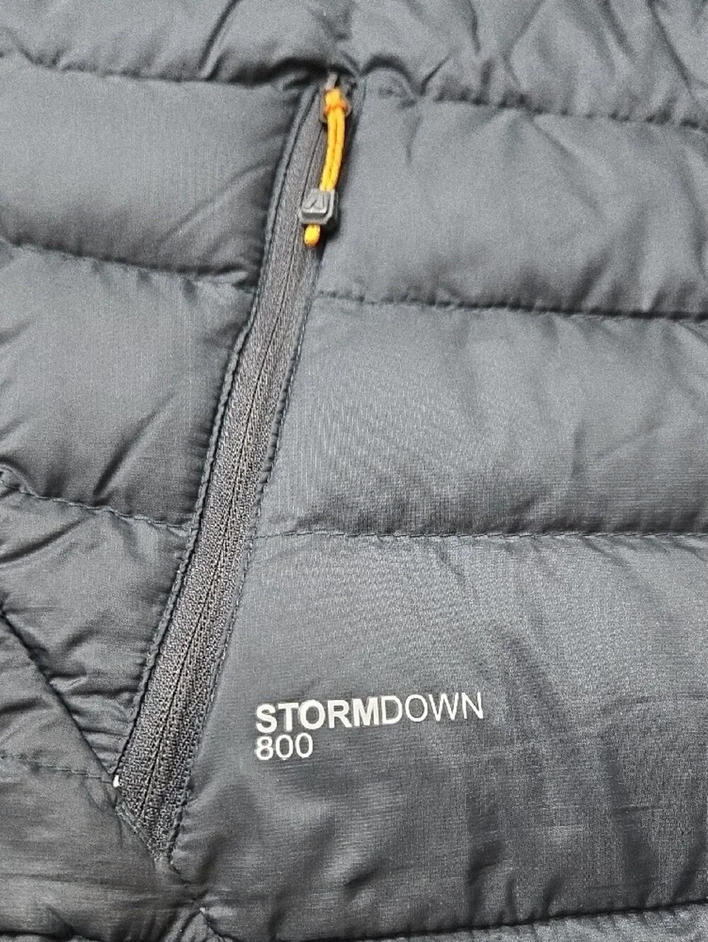 Eddie Bauer Black Quilted Down Vest with Orange Accents